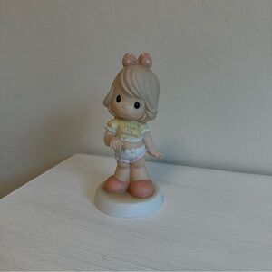 Enesco Blonde Girl Figurine in Yellow and Pink